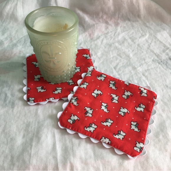 ✨Handmade Vintage-style Scottie Dog Coasters, set of 2✨ - Picture 1 of 12